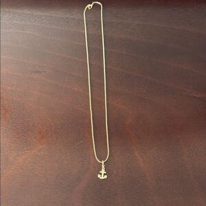 Gold Anchor Pendant Necklace